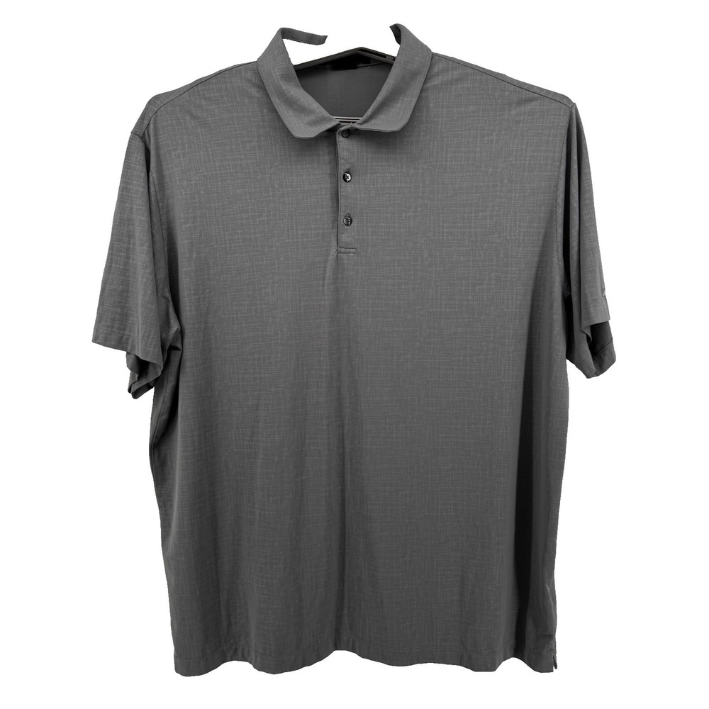 Nike Tiger Woods Collection Polo Shirt Mens 2XL Gray Solid  Dri-Fit Golf TW